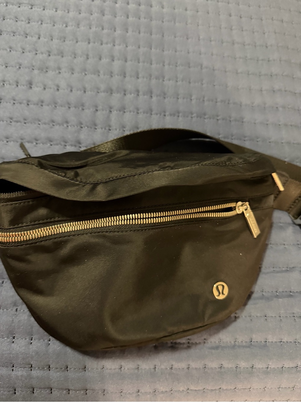 lululemon athletica Black Belt Bag with Gold Zipper